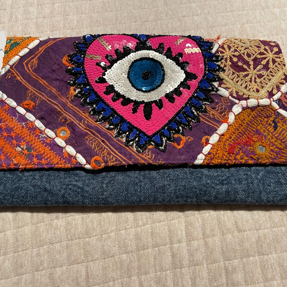 Colorful Embroidered Clutch with Eye Design